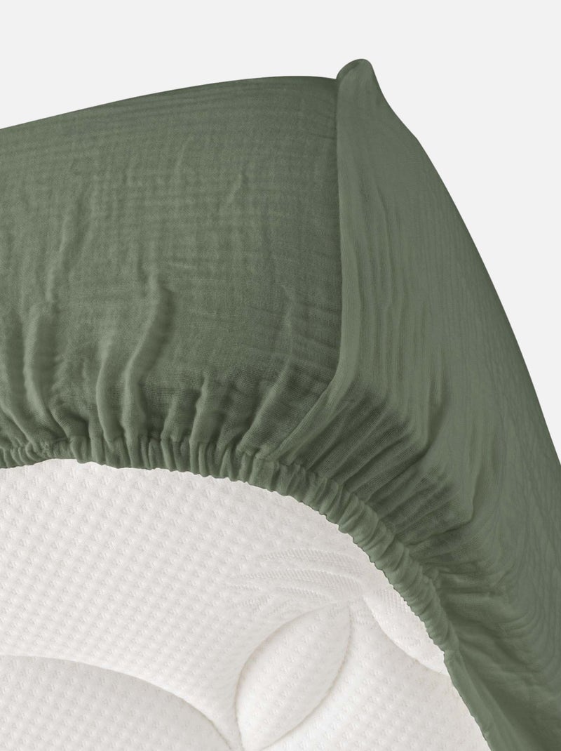 Drap Housse en gaze de coton Kaki - Kiabi