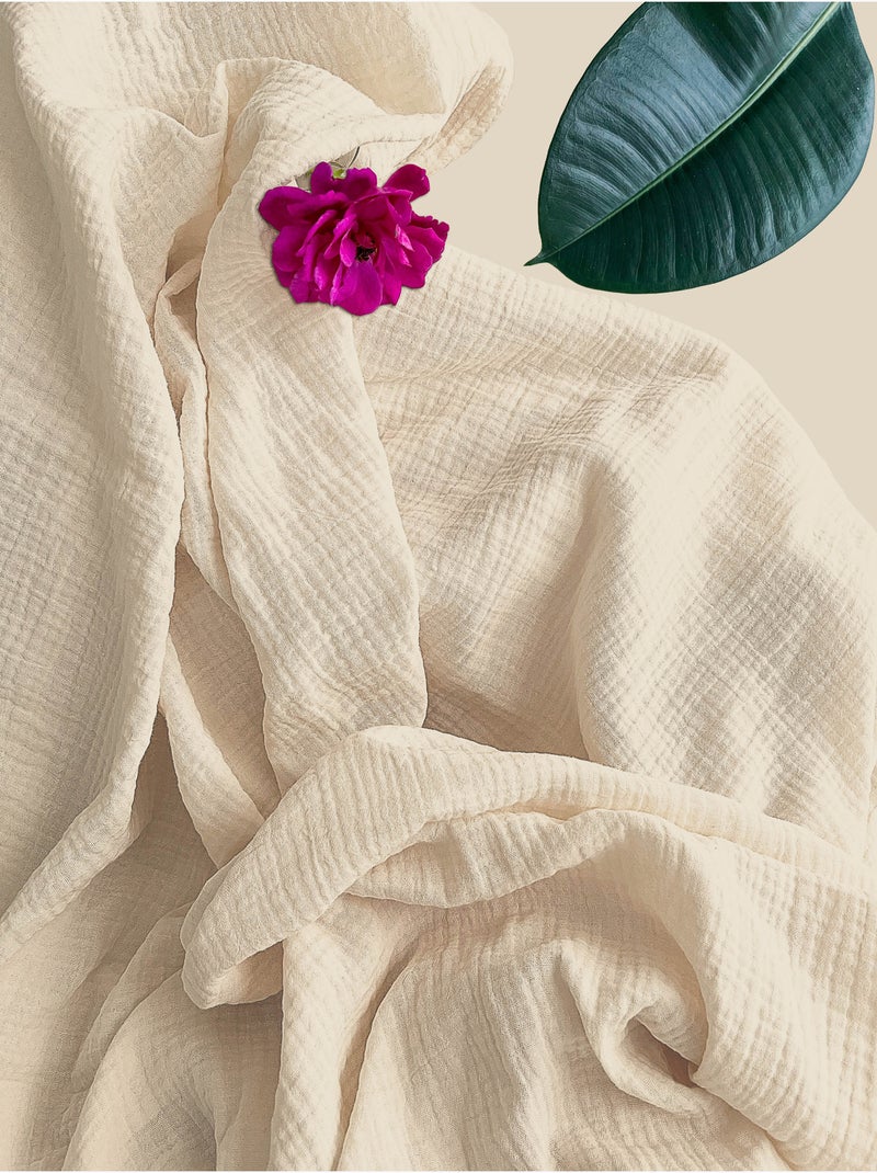 Drap housse en gaze de coton La sultane Beige coquille - Kiabi