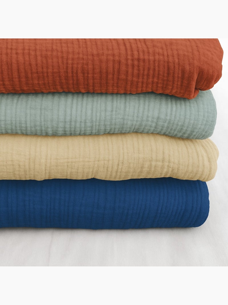 Drap housse en gaze de coton La sultane Bleu - Kiabi