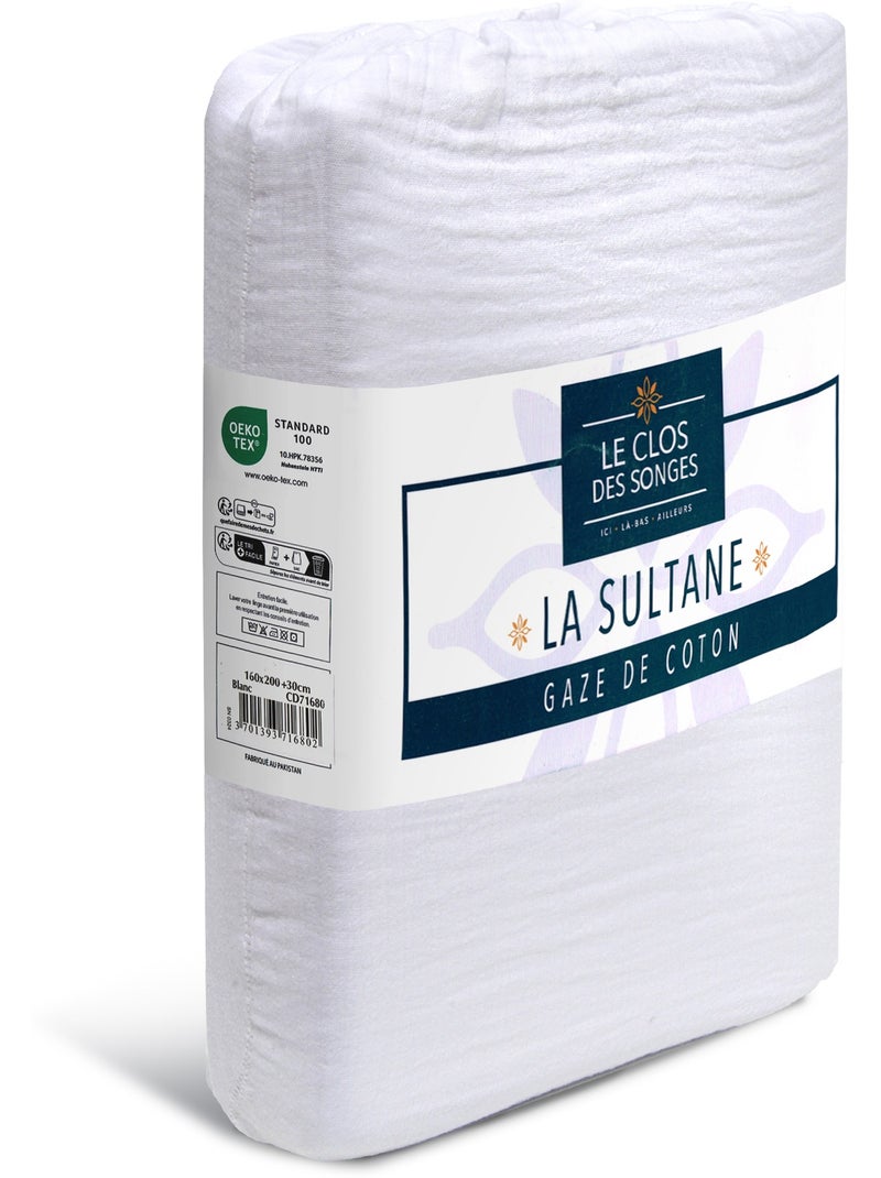 Drap housse en gaze de coton La sultane Gris Argenté - Kiabi