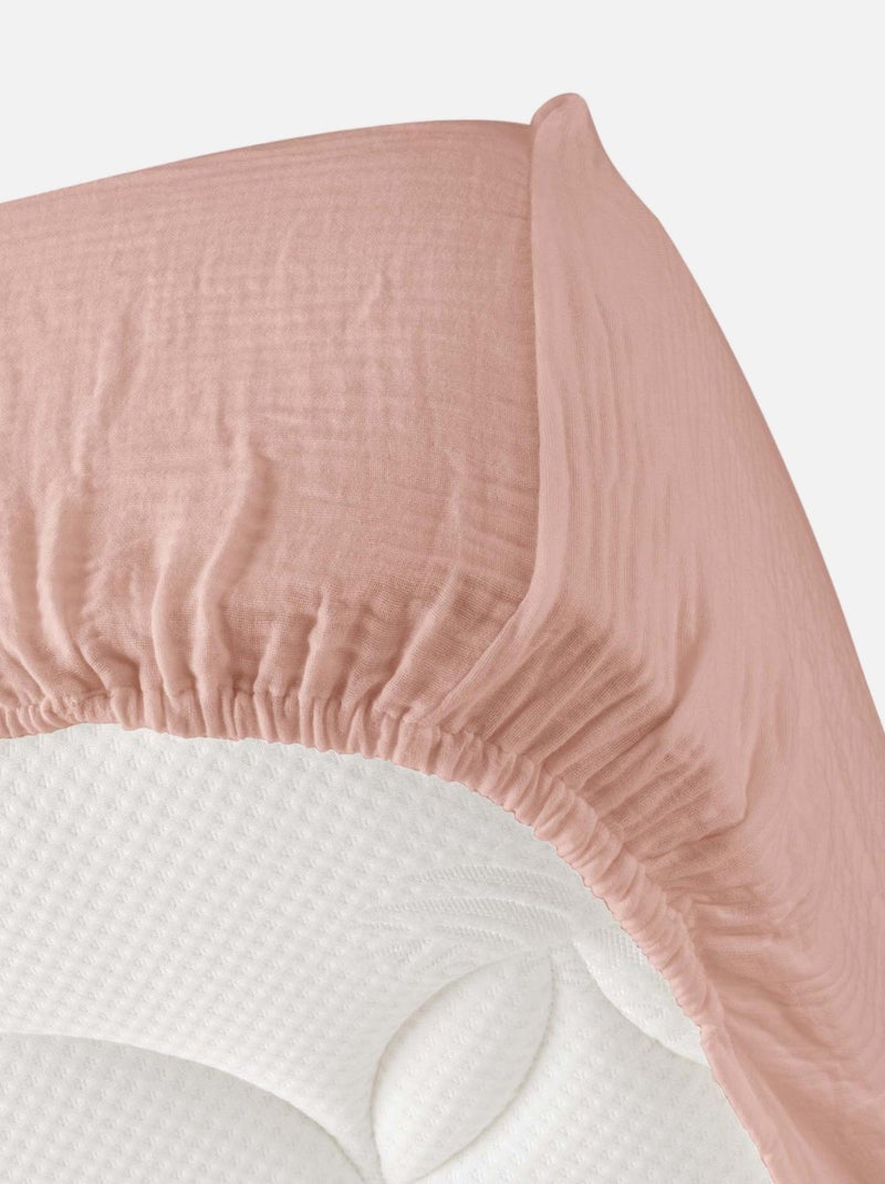 Drap Housse en gaze de coton Rose - Kiabi