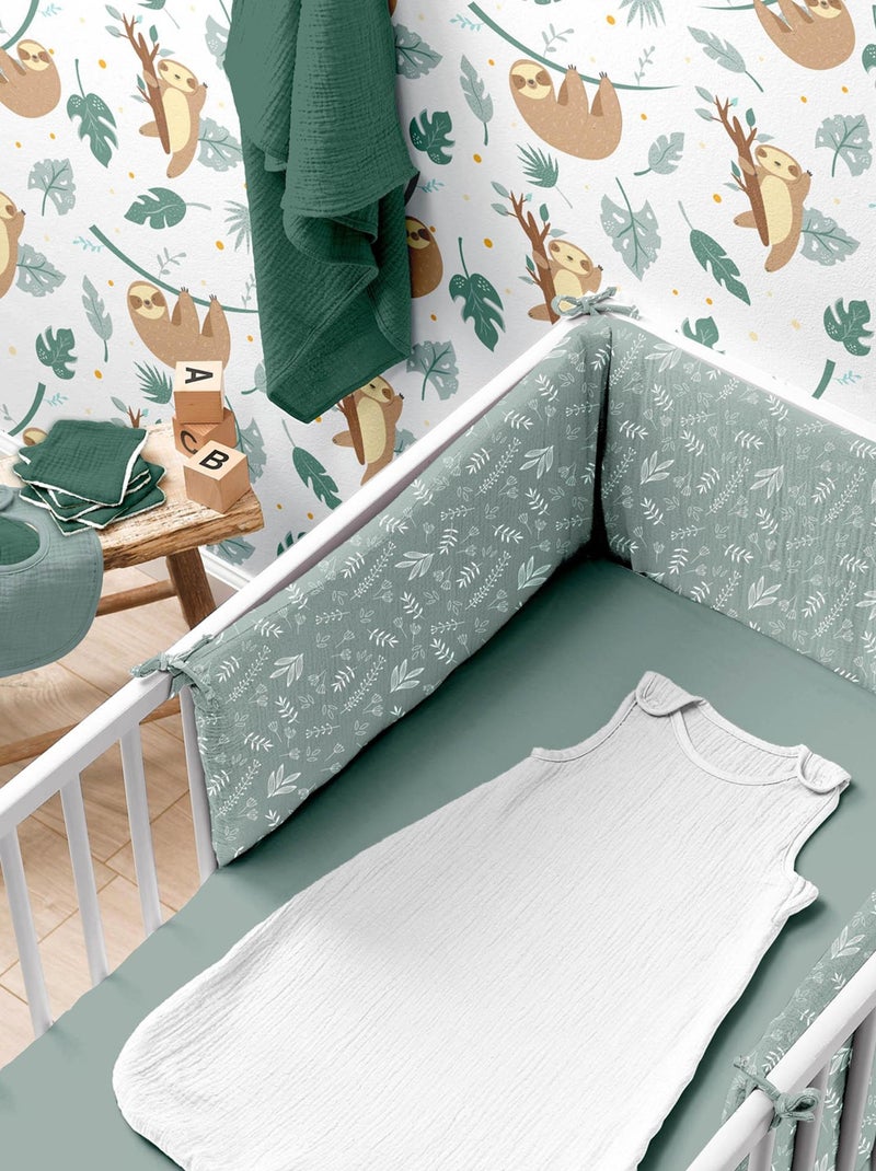 Drap housse en gaze de coton tendance uni bebe Vert - Kiabi