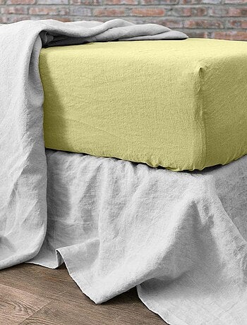 Drap housse en lin Français avec bonnet de 30 cm
