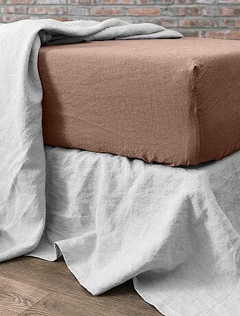 Drap housse en lin Français avec bonnet de 30 cm