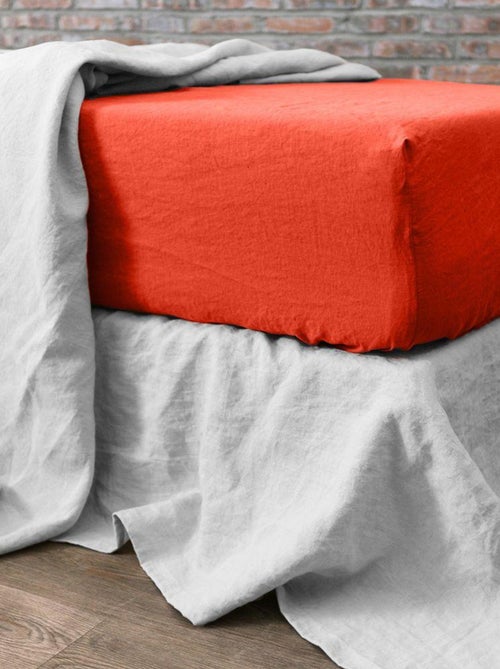 Drap housse en lin Français avec bonnet de 30 cm - Kiabi
