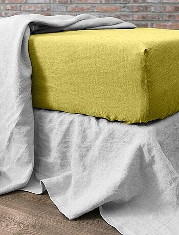 Drap housse en lin Français avec bonnet de 30 cm