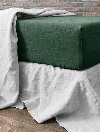 Drap housse en lin Français avec bonnet de 30 cm
