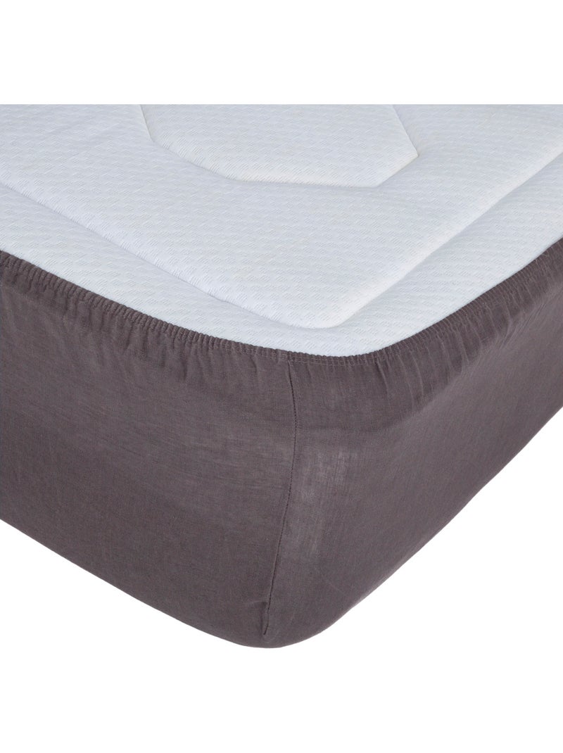 Drap housse en lin lavé LINAH Taupe - Kiabi