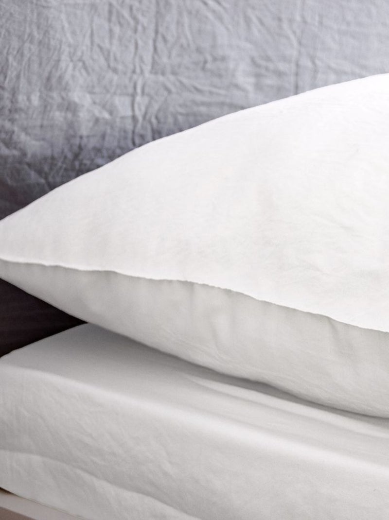 Drap housse en Microfibre Lavée Blanc - Kiabi