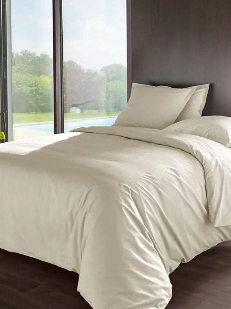 Drap housse en percale de coton 80 fils Ecru - Kiabi