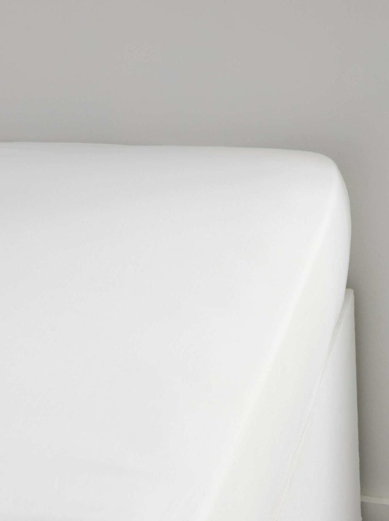 Drap housse en percale de coton Blanc - Kiabi