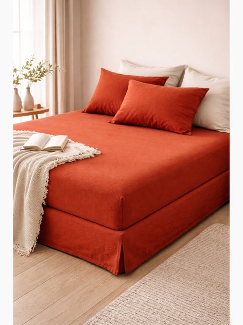 Drap housse en percale de coton lavé - Kiabi Drap housse en percale de coton lavé - Kiabi