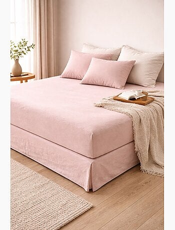 Drap housse en percale de coton lavé