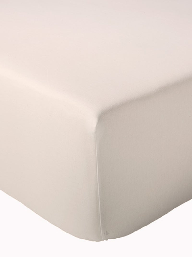 Drap housse en percale de coton uni PASSION PERCALE Bonnet de 30 cm Beige - Kiabi