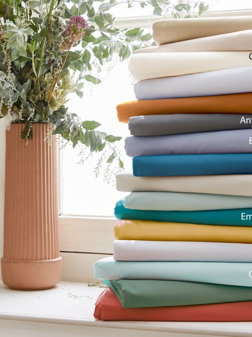Drap housse en percale de coton uni PASSION PERCALE Bonnet de 30 cm - Kiabi