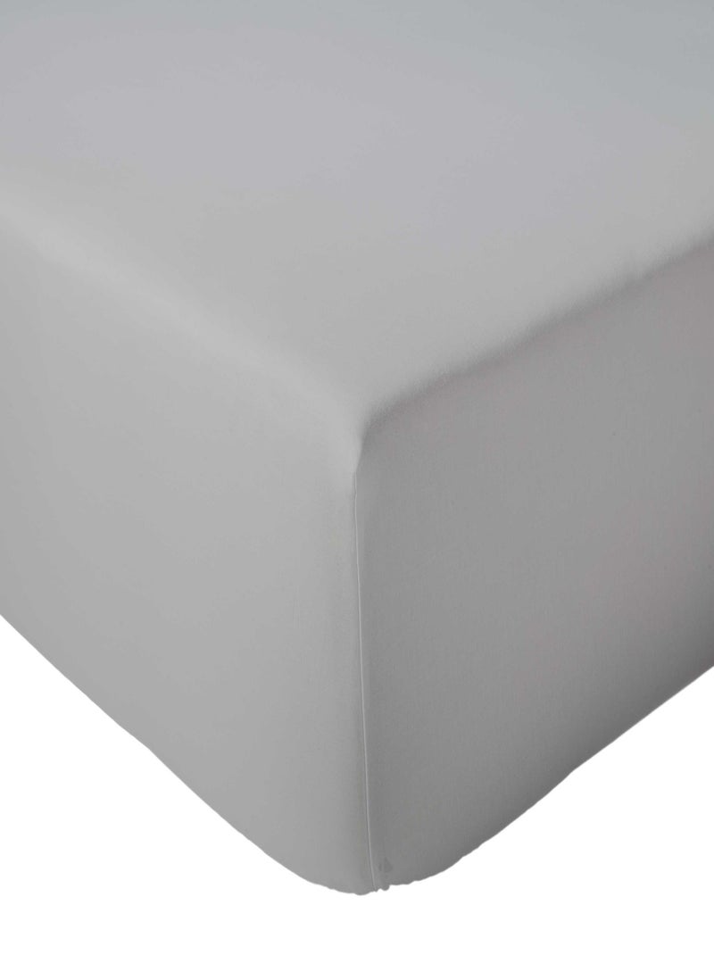 Drap housse en percale de coton uni PASSION PERCALE Bonnet de 30 cm Gris clair - Kiabi