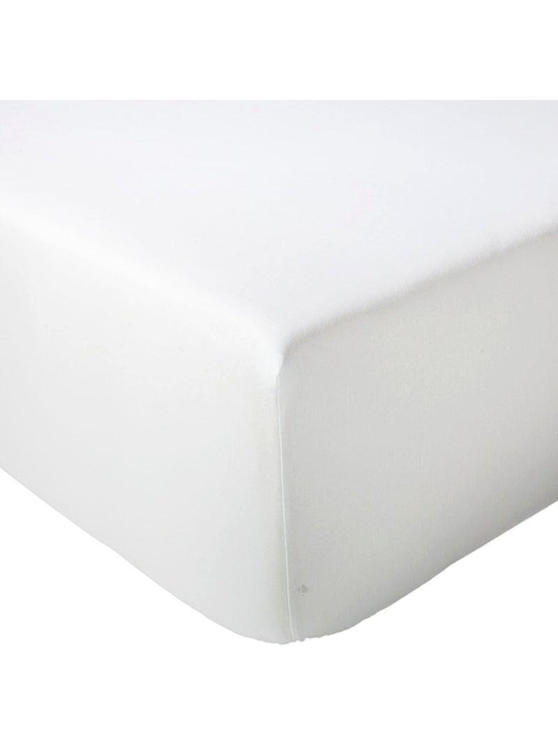 Drap housse en percale de coton uni PASSION PERCALE Bonnet de 40 cm Blanc - Kiabi