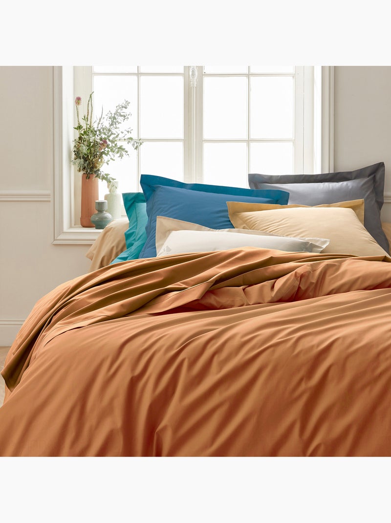 Drap housse en percale de coton uni PASSION PERCALE Bonnet de 40 cm Cognac - Kiabi