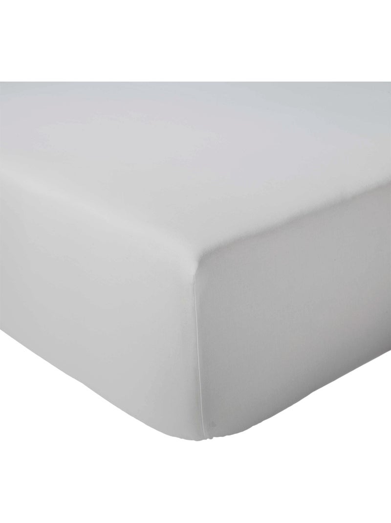 Drap housse en percale de coton uni PASSION PERCALE Bonnet de 40 cm Gris clair - Kiabi