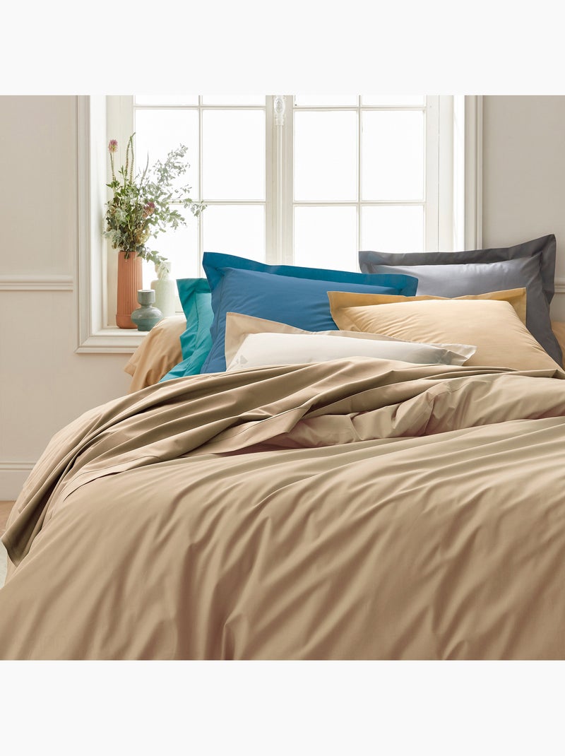 Drap housse en percale de coton uni passion percale bonnet de 40 cm Marron glacé - Kiabi