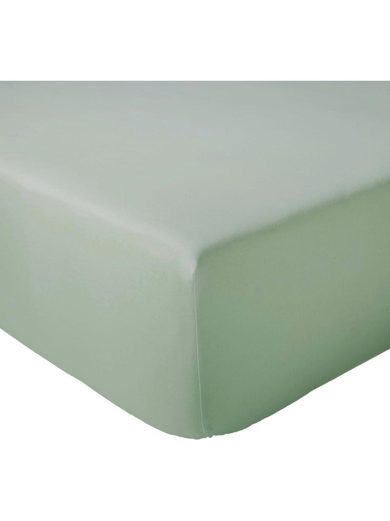 Drap housse en percale de coton uni PASSION PERCALE Bonnet de 40 cm Vert clair - Kiabi