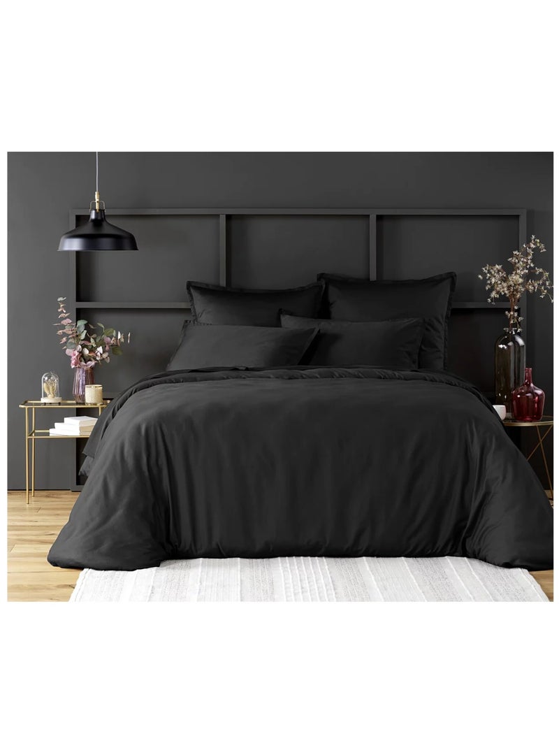Drap housse en Satin de coton Noir - Kiabi