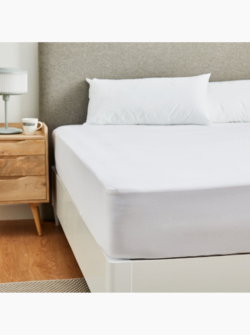 Drap Housse et Protège-matelas 2 en 1 Imperméable et Respirant Blanc - Kiabi