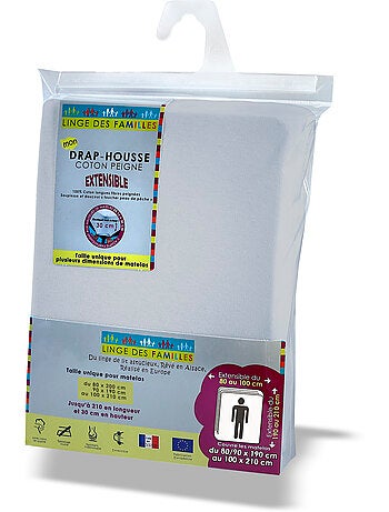 Drap-Housse Extensible 100% Coton - Grand Bonnet - Linge des Familles