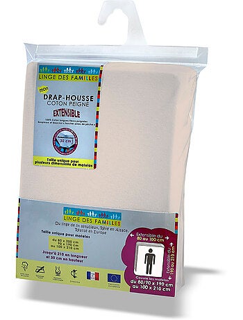 Drap-Housse Extensible 100% Coton - Grand Bonnet - Linge des Familles