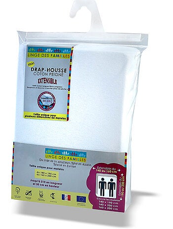 Drap-Housse Extensible 100% Coton - Grand Bonnet - Linge des Familles