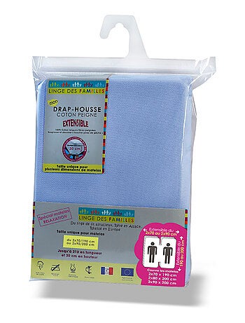 Drap-Housse Extensible 100% Coton - Grand Bonnet - Linge des Familles