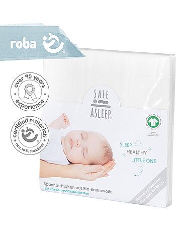 Drap-housse extensible en coton bio 'safe asleep®' - ROBA