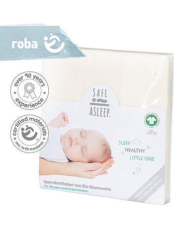 Drap housse extensible en coton bio 'safe asleep®' - ROBA
