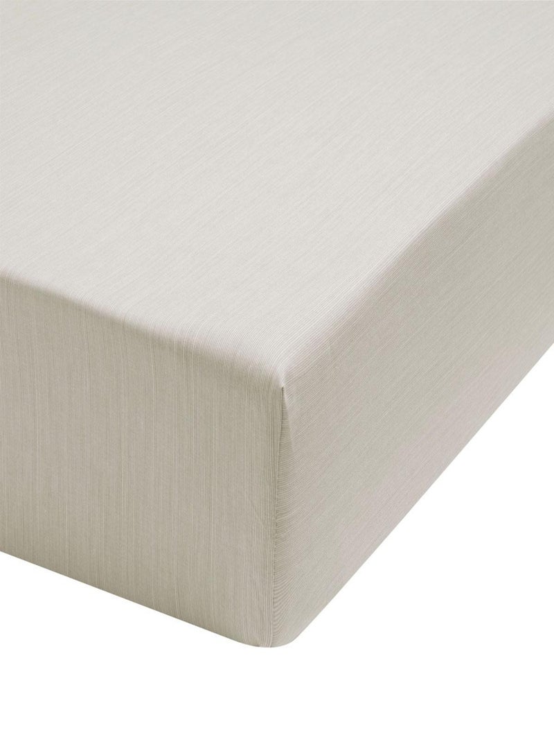 Drap housse fines rayures en bambou, ÉCORCE Beige - Kiabi