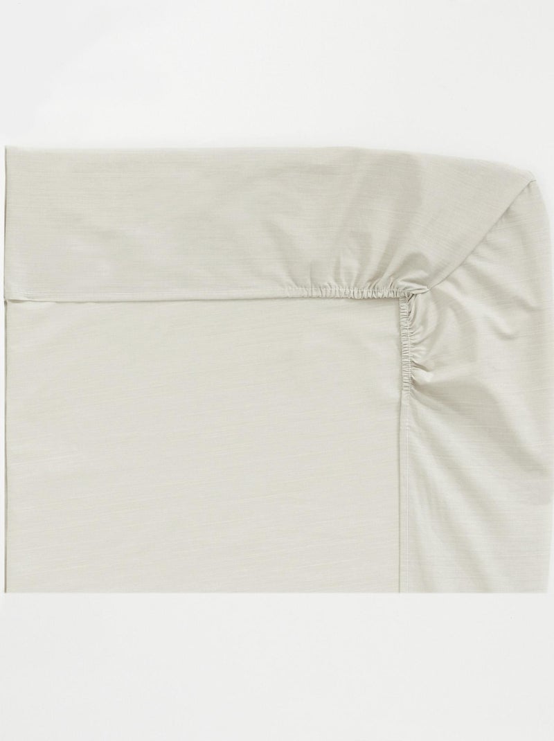Drap housse fines rayures en viscose de bambou, ÉCORCE Beige clair - Kiabi