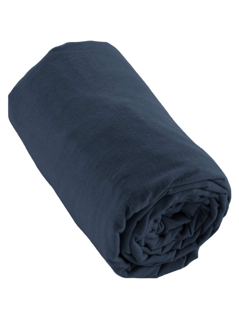 Drap housse flanelle Bleu marine - Kiabi