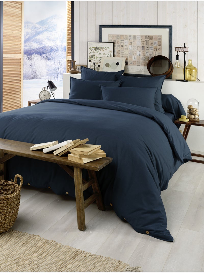 Drap-Housse – Flanelle Chaude et douce – Bonnet 30 cm – Candice Bleu foncé - Kiabi