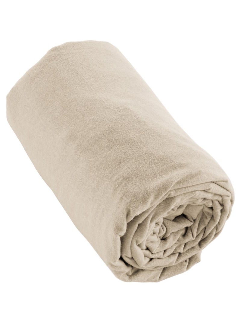 Drap Housse flanelle Collection Candice Beige sable - Kiabi