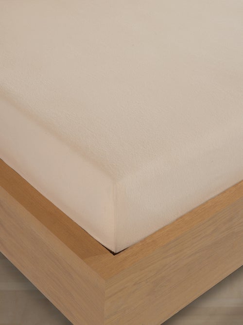 Drap housse Flanelle de coton beige - Kiabi