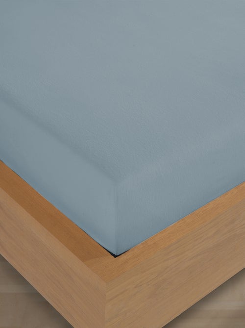 Drap housse Flanelle de coton bleu - Kiabi