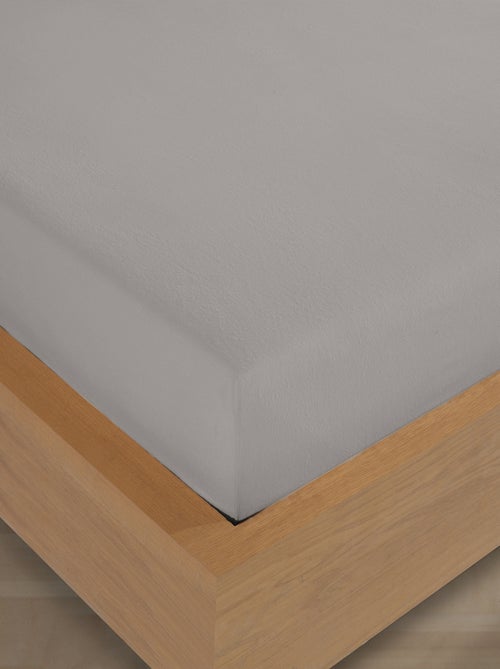 Drap housse Flanelle de coton gris - Kiabi
