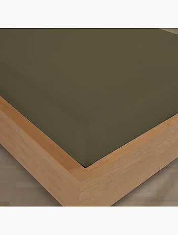 Drap housse Flanelle de coton kaki