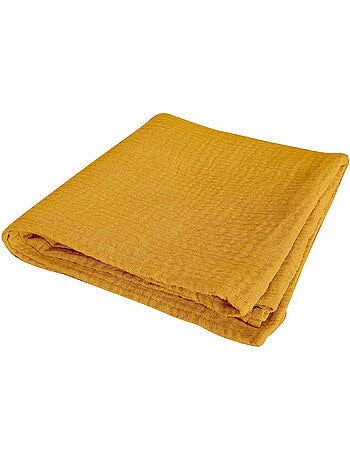 Drap housse gaze coton 60 x 120 cm tendance uni bebe jaune