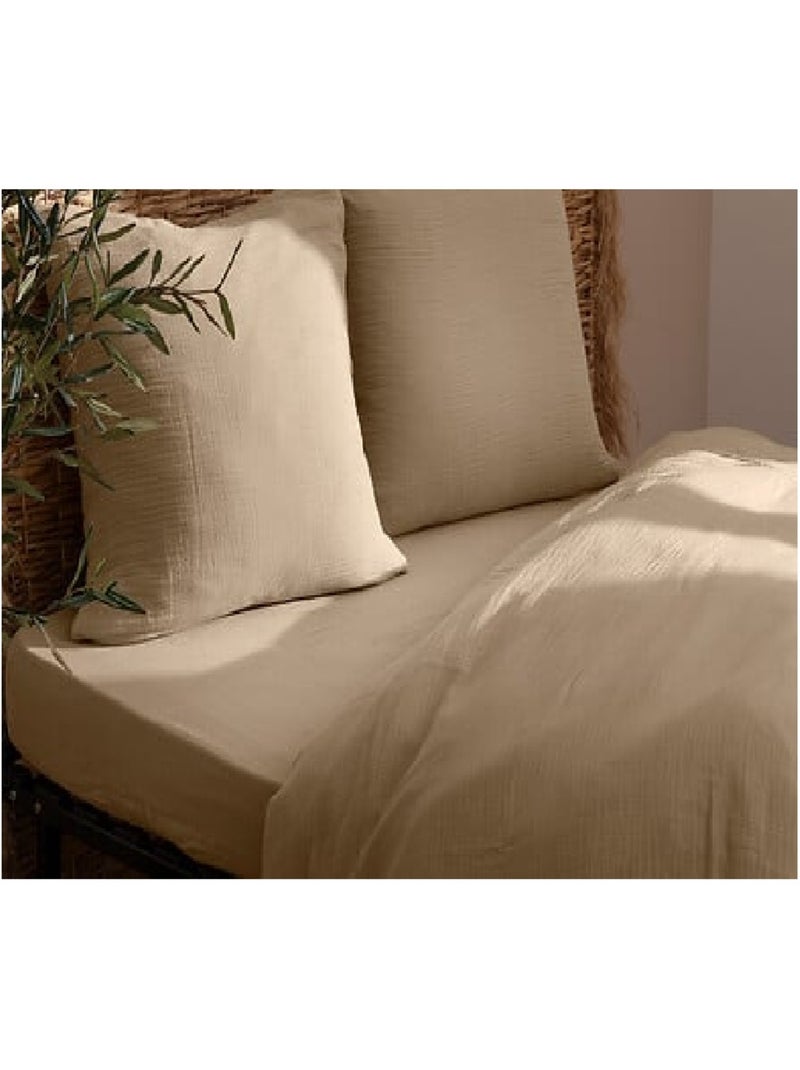 Drap Housse Gaze Coton Flora Beige - Kiabi