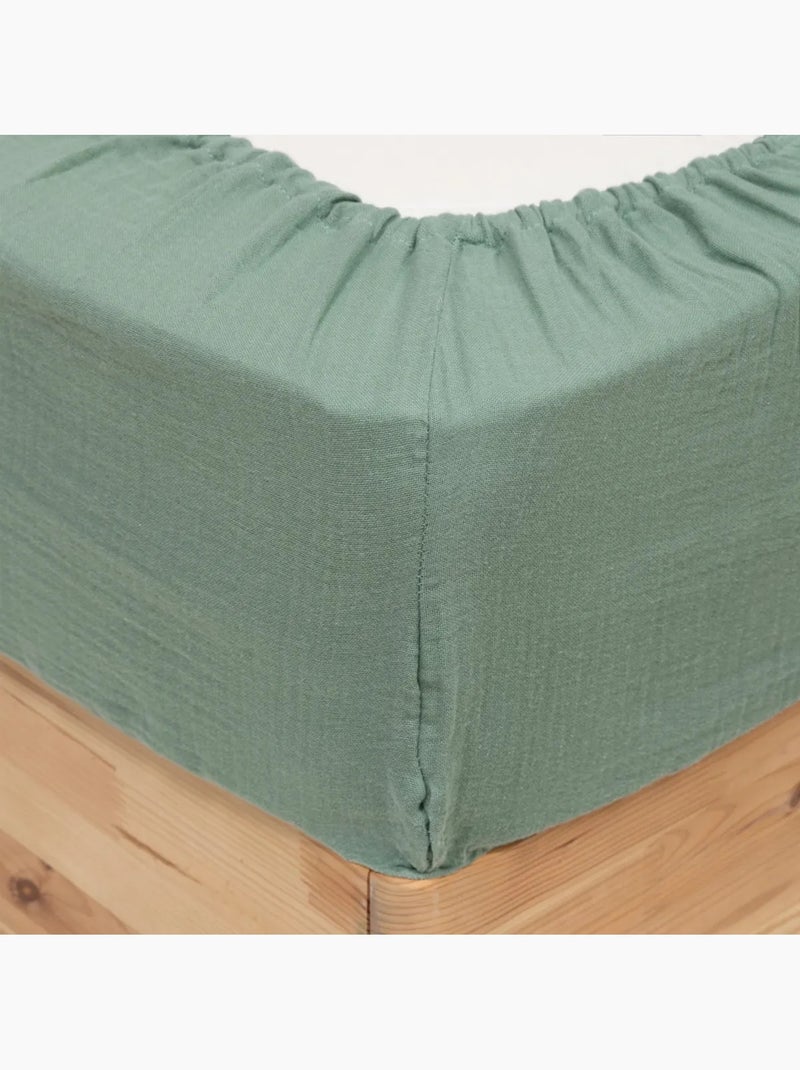 Drap Housse Gaze Coton Flora Marron - Kiabi