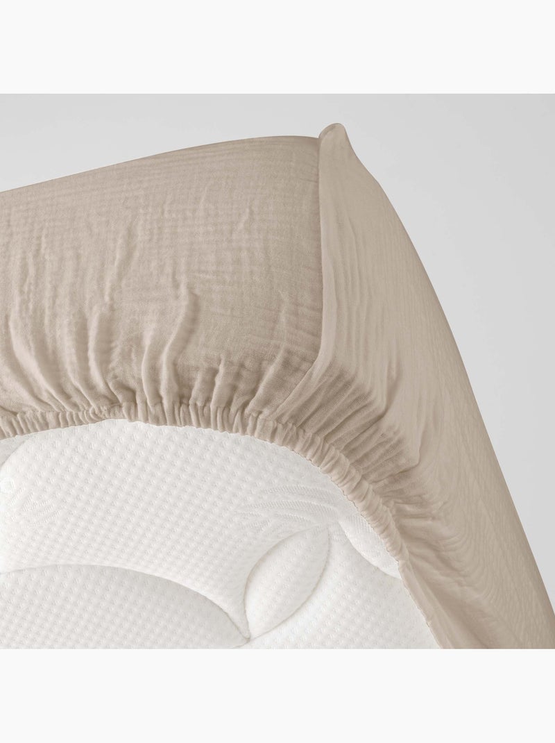 Drap Housse Gaze Coton tendance uni Kaki - Kiabi
