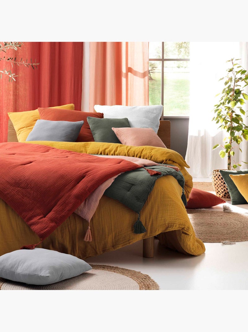Drap Housse Gaze Coton tendance uni Kaki - Kiabi