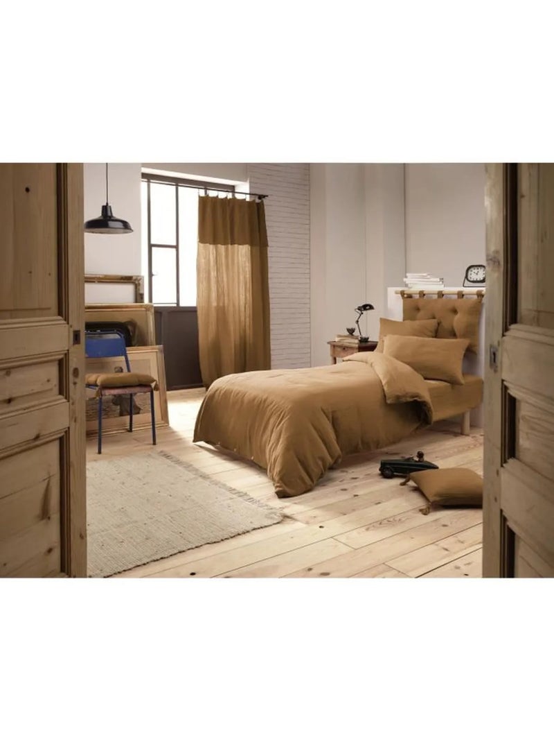 Drap housse gaze de coton 140 x 190 cm Gaia camel Camel - Kiabi