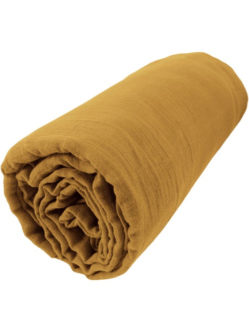 Drap housse gaze de coton 90 x 190 cm Safran - Kiabi Drap housse gaze de coton 90 x 190 cm Safran - Kiabi