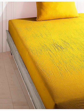 Drap housse gaze de coton ambre